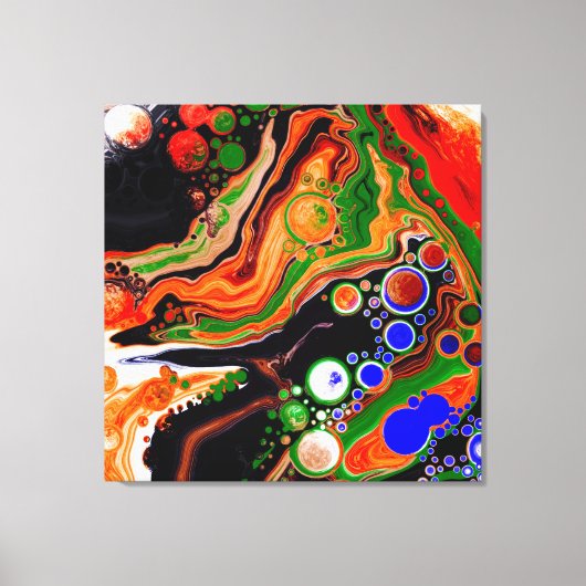 Orangefarbene, blaue, schwarze, digitale Fluid-Kun Leinwanddruck (Vorderseite)