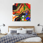 Orangefarbene, blaue, schwarze, digitale Fluid-Kun Leinwanddruck (Insitu (Schlafzimmer))