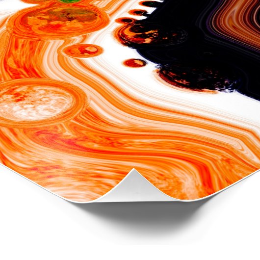 Orangefarbene, blaue, schwarze, digitale Fluid-Kun Poster (Ecke)