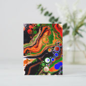 Orangefarbene, blaue, schwarze, digitale Fluid-Kun Postkarte (Stehend Vorderseite)