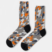 Orangefarbene, blaugraue und weiße Camouflage abst Socken (Linkes Detail)