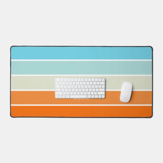 Orangefarbene blaugrüne Farbblockstreifen mit Name Schreibtischunterlage (Tastatur & Maus)
