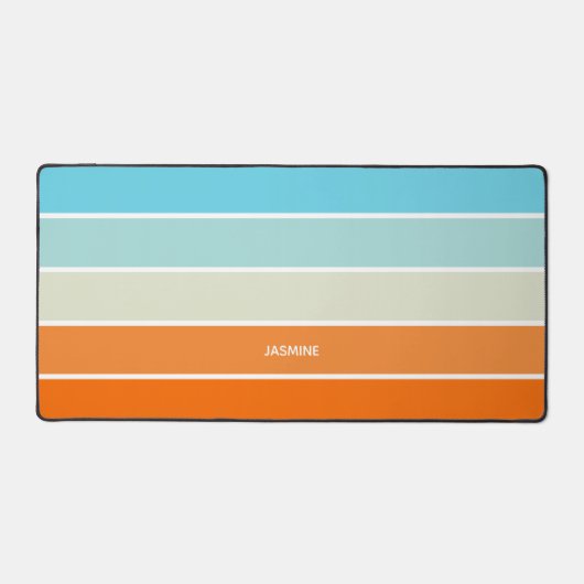 Orangefarbene blaugrüne Farbblockstreifen mit Name Schreibtischunterlage (Vorderseite)