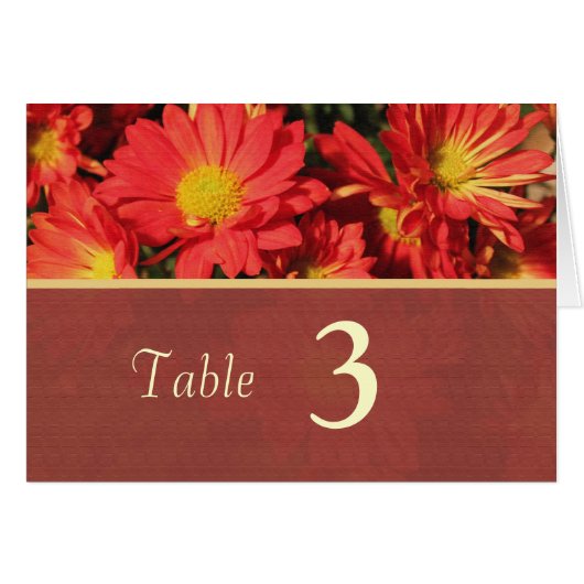 Orangefarbene Blume Abendessen Tischnummer Karte (Vorderseite (Horizontal))