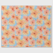 Orangefarbene Blume, Abstraktes Blumenwasser Geschenkpapier (Flach)