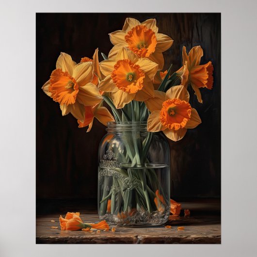 Orangefarbene Blume Art Print Poster (Vorne)