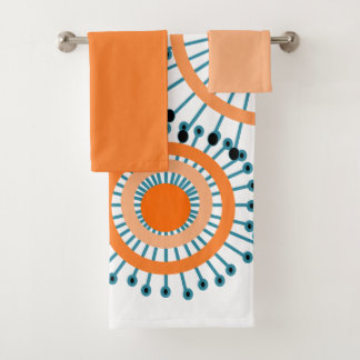 Orangefarbene Blume Badetuch Set