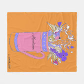 Orangefarbene Blume bei Tasse Fleecedecke (Vorderseite (Horizontal))