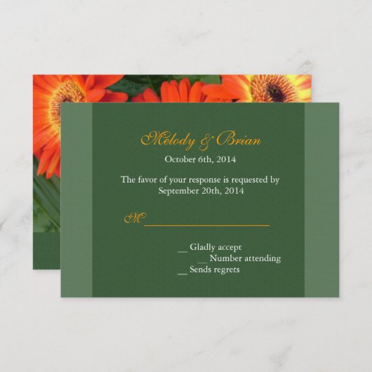 Orangefarbene Blume, blumengeschmückte UAWG RSVP Karte (Vorne/Hinten)