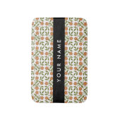 Orangefarbene Blume, Blumenmuster, Boho, Ihr Name Badematte (Vorderseite Vertikal)