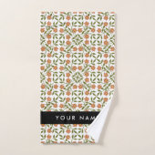 Orangefarbene Blume, Blumenmuster, Boho, Ihr Name Badhandtuch Set (Handtuch)