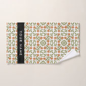Orangefarbene Blume, Blumenmuster, Boho, Ihr Name Badhandtuch Set (Handtuch)