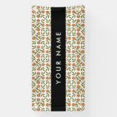 Orangefarbene Blume, Blumenmuster, Boho, Ihr Name Banner (Vertikal)
