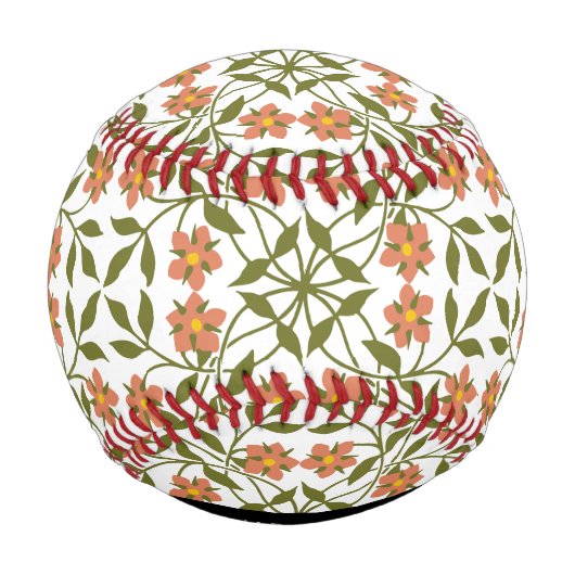 Orangefarbene Blume, Blumenmuster, Boho, Ihr Name Baseball (Rückseite)