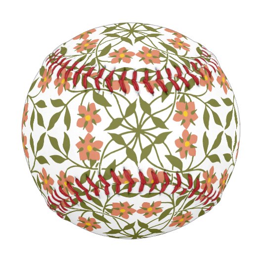 Orangefarbene Blume, Blumenmuster, Boho, Ihr Name Baseball (Vorderseite)