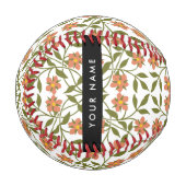 Orangefarbene Blume, Blumenmuster, Boho, Ihr Name Baseball (Vorderseite Links)