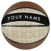 Orangefarbene Blume, Blumenmuster, Boho, Ihr Name Basketball (Vorderseite)
