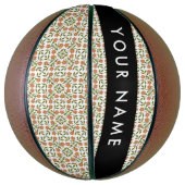Orangefarbene Blume, Blumenmuster, Boho, Ihr Name Basketball (Vertikal)