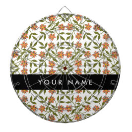Orangefarbene Blume, Blumenmuster, Boho, Ihr Name Dartscheibe