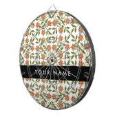 Orangefarbene Blume, Blumenmuster, Boho, Ihr Name Dartscheibe (Vorderseite rechts)