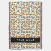 Orangefarbene Blume, Blumenmuster, Boho, Ihr Name Decke (Vorderseite Vertikal)