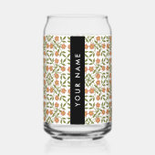 Orangefarbene Blume, Blumenmuster, Boho, Ihr Name Dosenglas (Vorderseite)
