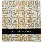 Orangefarbene Blume, Blumenmuster, Boho, Ihr Name Duschvorhang (Vorderseite)