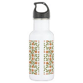 Orangefarbene Blume, Blumenmuster, Boho, Ihr Name Edelstahlflasche (Rückseite)