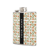 Orangefarbene Blume, Blumenmuster, Boho, Ihr Name Flachmann (Links)