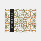 Orangefarbene Blume, Blumenmuster, Boho, Ihr Name Fleecedecke (Vorderseite (Horizontal))