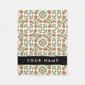 Orangefarbene Blume, Blumenmuster, Boho, Ihr Name Fleecedecke (Vorderseite)
