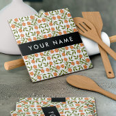 Orangefarbene Blume, Blumenmuster, Boho, Ihr Name Fliese