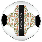 Orangefarbene Blume, Blumenmuster, Boho, Ihr Name Fußball (Gedreht)