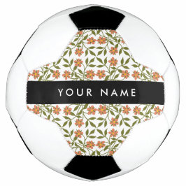 Orangefarbene Blume, Blumenmuster, Boho, Ihr Name Fußball