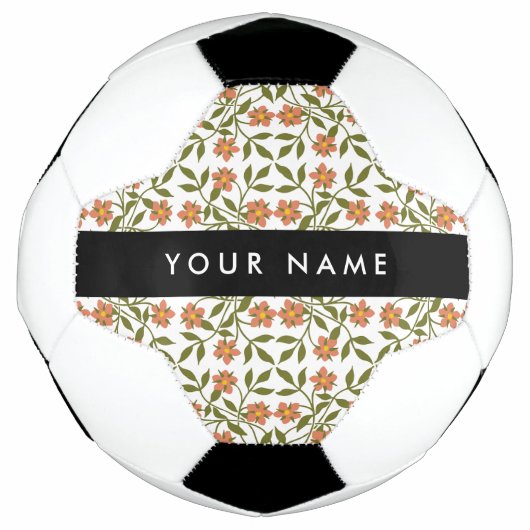 Orangefarbene Blume, Blumenmuster, Boho, Ihr Name Fußball (Vorderseite)
