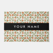 Orangefarbene Blume, Blumenmuster, Boho, Ihr Name Fußmatte (Vorderseite)