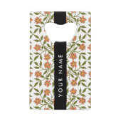 Orangefarbene Blume, Blumenmuster, Boho, Ihr Name Geldbeutel Flaschenöffner (Vorderseite)