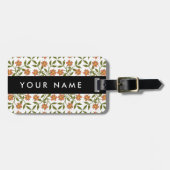 Orangefarbene Blume, Blumenmuster, Boho, Ihr Name Gepäckanhänger (Vorderseite horizontal)