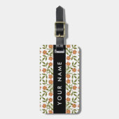 Orangefarbene Blume, Blumenmuster, Boho, Ihr Name Gepäckanhänger (Vorderseite vertikal)