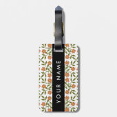 Orangefarbene Blume, Blumenmuster, Boho, Ihr Name Gepäckanhänger (Rückseite vertikal)