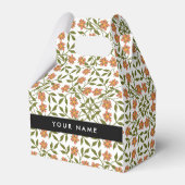 Orangefarbene Blume, Blumenmuster, Boho, Ihr Name Geschenkschachtel (Vorderseite)