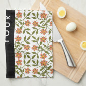 Orangefarbene Blume, Blumenmuster, Boho, Ihr Name Geschirrtuch (Viertel Falte)