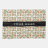 Orangefarbene Blume, Blumenmuster, Boho, Ihr Name Geschirrtuch (Horizontal)