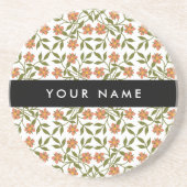 Orangefarbene Blume, Blumenmuster, Boho, Ihr Name Getränkeuntersetzer (Vorne)