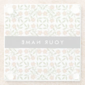 Orangefarbene Blume, Blumenmuster, Boho, Ihr Name Glasuntersetzer (Rückseite)