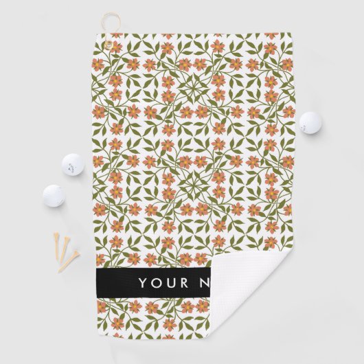 Orangefarbene Blume, Blumenmuster, Boho, Ihr Name Golfhandtuch (Insitu)