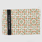 Orangefarbene Blume, Blumenmuster, Boho, Ihr Name Golfhandtuch (Horizontal)