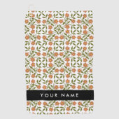 Orangefarbene Blume, Blumenmuster, Boho, Ihr Name Golfhandtuch (Vorderseite)