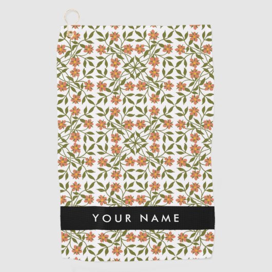 Orangefarbene Blume, Blumenmuster, Boho, Ihr Name Golfhandtuch (Vorderseite)