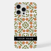 Orangefarbene Blume, Blumenmuster, Boho, Ihr Name iPhone Hülle (Rückseite)